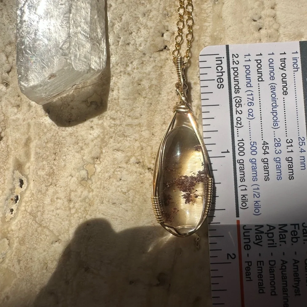 14k Gold Filled Lodolite Garden Quartz Burgundy Inclusions